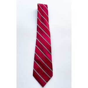 Bugatti Red Diagonal Stripe Silk Necktie